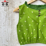 Bandhani Frilled Sleeveless Blouse