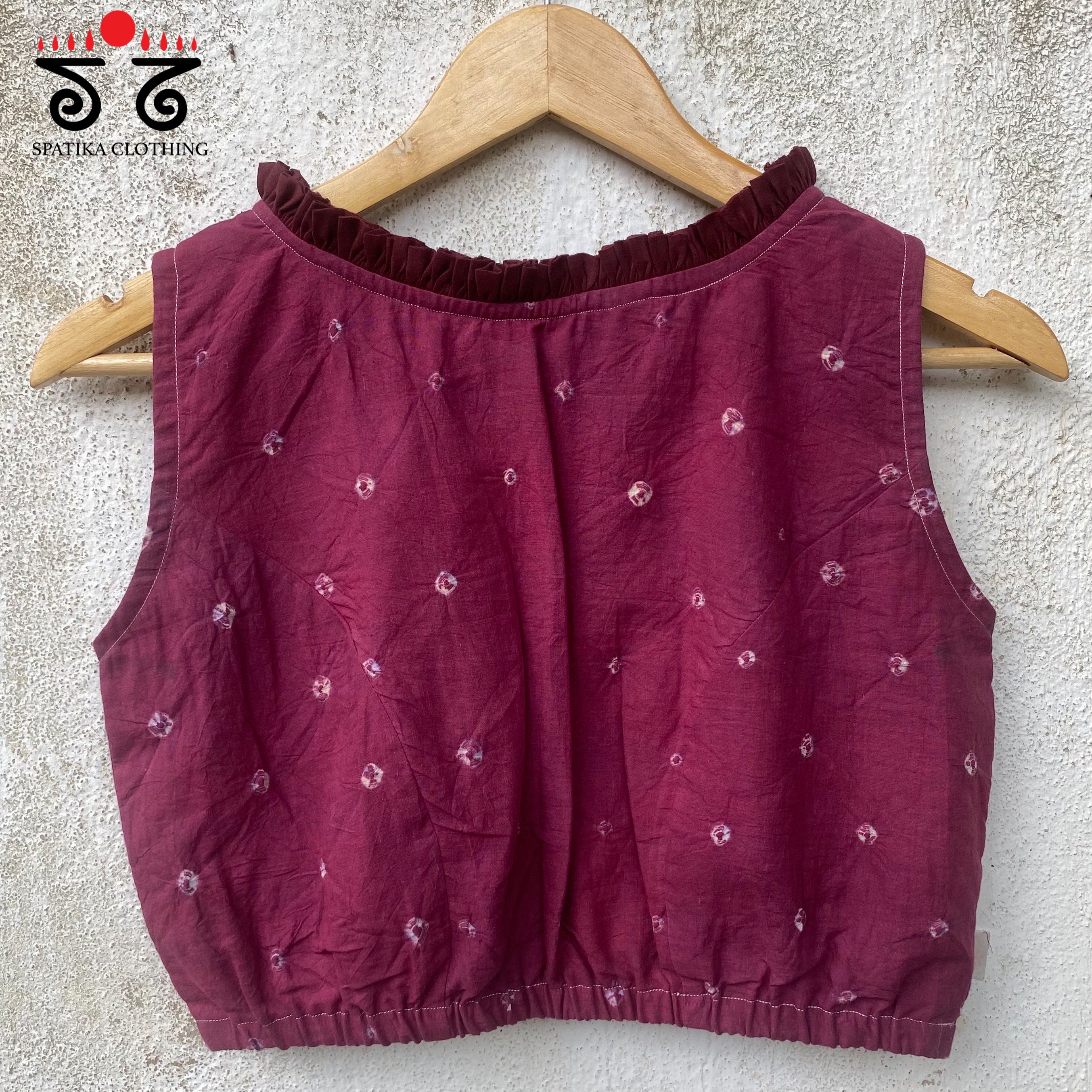 Bandhani Frilled Sleeveless Blouse