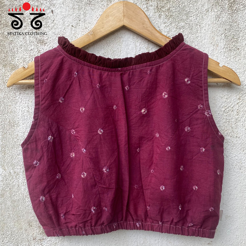 Bandhani Frilled Sleeveless Blouse