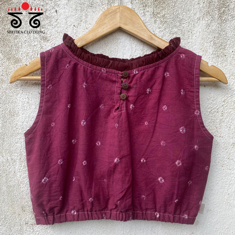 Bandhani Frilled Sleeveless Blouse