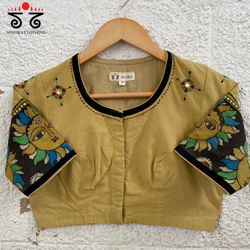 Pen Kalamkari  Zardosi Blouse