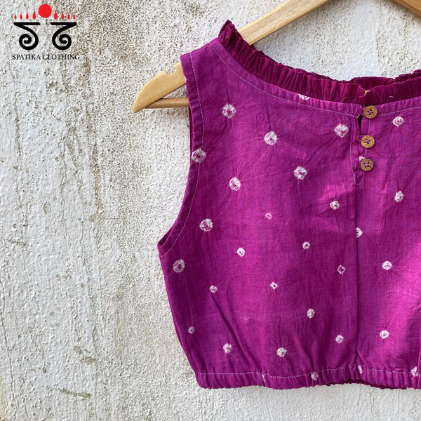 Bandhani Frilled Sleeveless Blouse