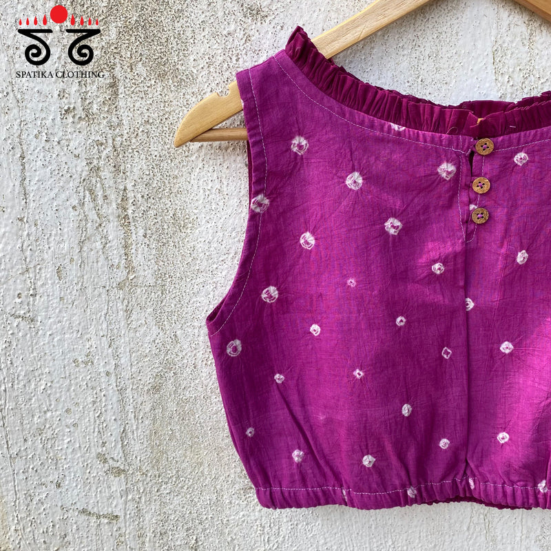 Bandhani Frilled Sleeveless Blouse