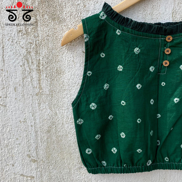 Bandhani Frilled Sleeveless Blouse