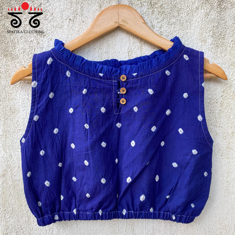 Bandhani Frilled Sleeveless Blouse