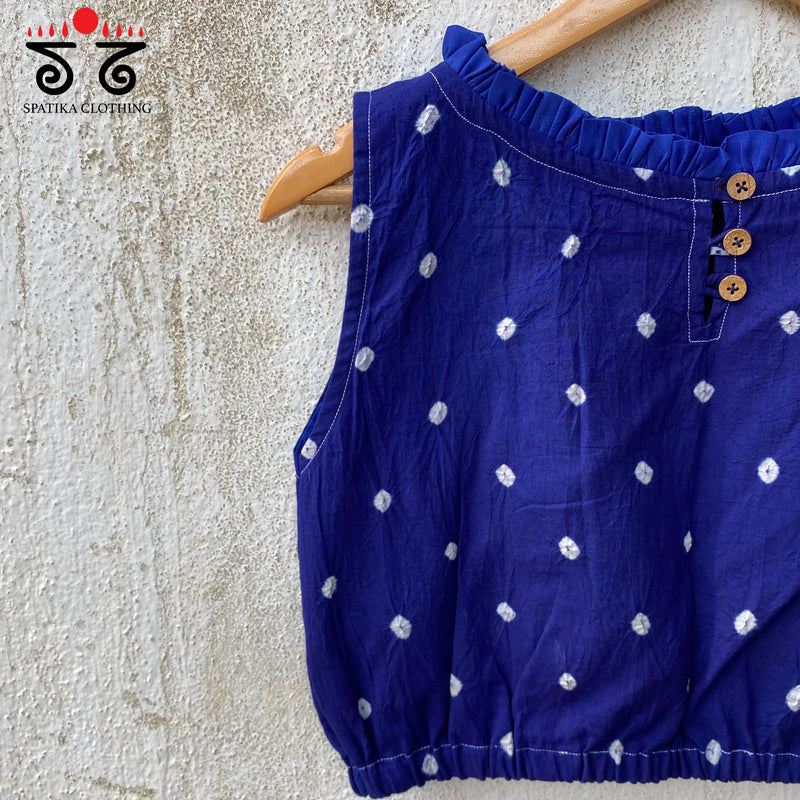 Bandhani Frilled Sleeveless Blouse