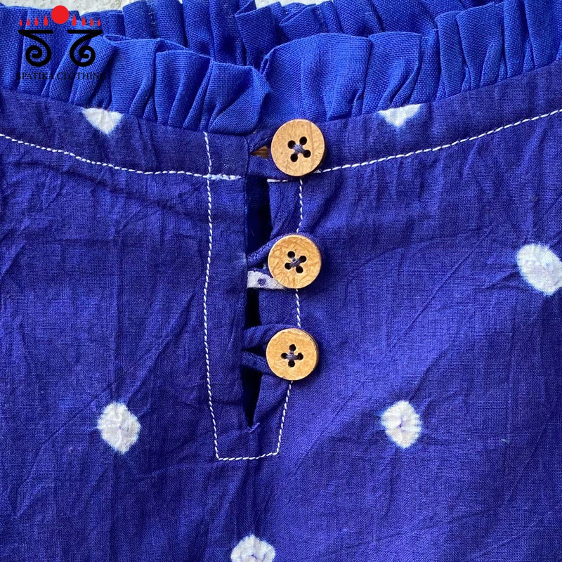 Bandhani Frilled Sleeveless Blouse
