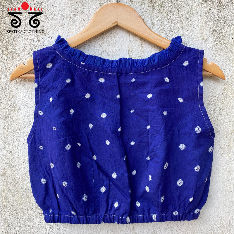 Bandhani Frilled Sleeveless Blouse