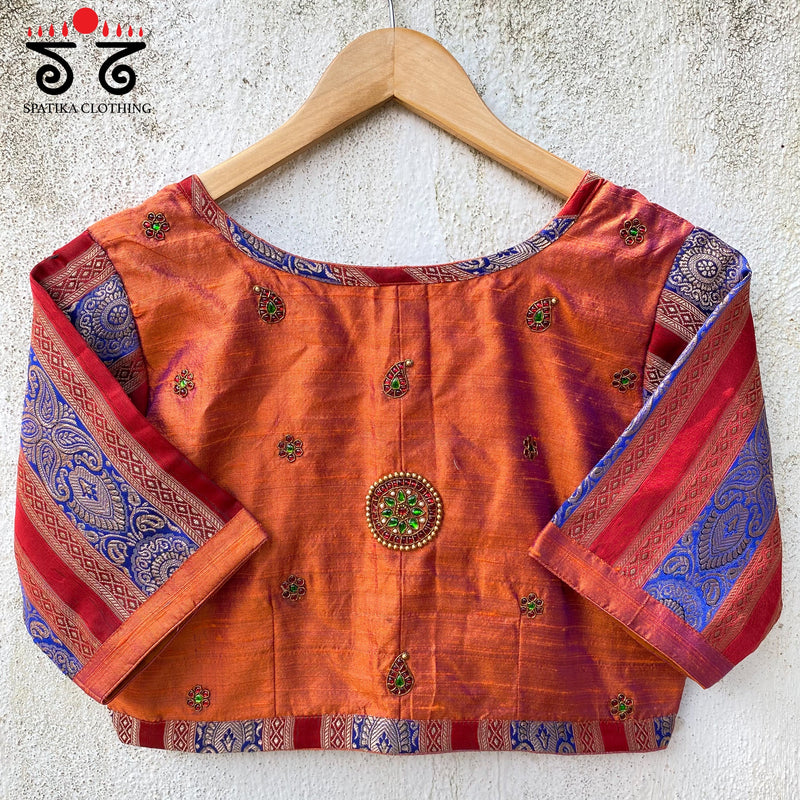 Temple Jewellery on Raw Silk Blouse