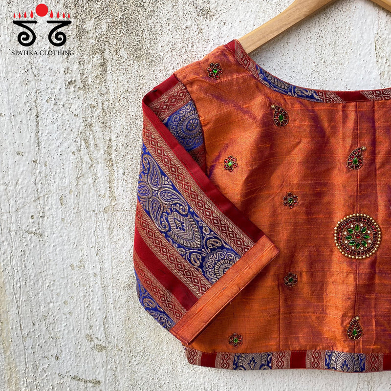 Temple Jewellery on Raw Silk Blouse