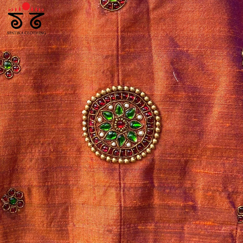 Temple Jewellery on Raw Silk Blouse