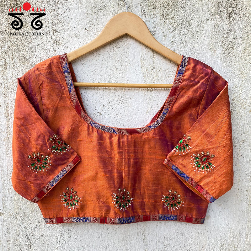 Temple Jewellery on Raw Silk Blouse