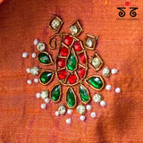 Temple Jewellery on Raw Silk Blouse
