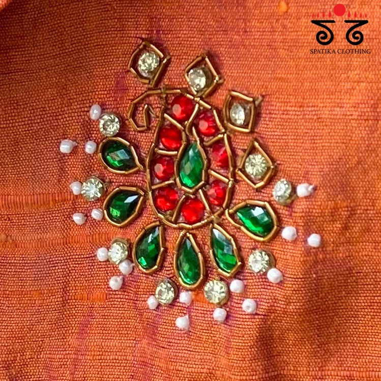 Temple Jewellery on Raw Silk Blouse