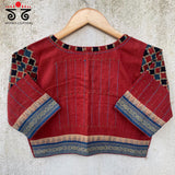 Hand Embroidered Ponduru- Ajrak Blouse