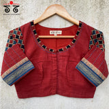 Hand Embroidered Ponduru- Ajrak Blouse