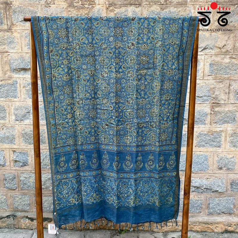 Ajrak on Linen Dupatta