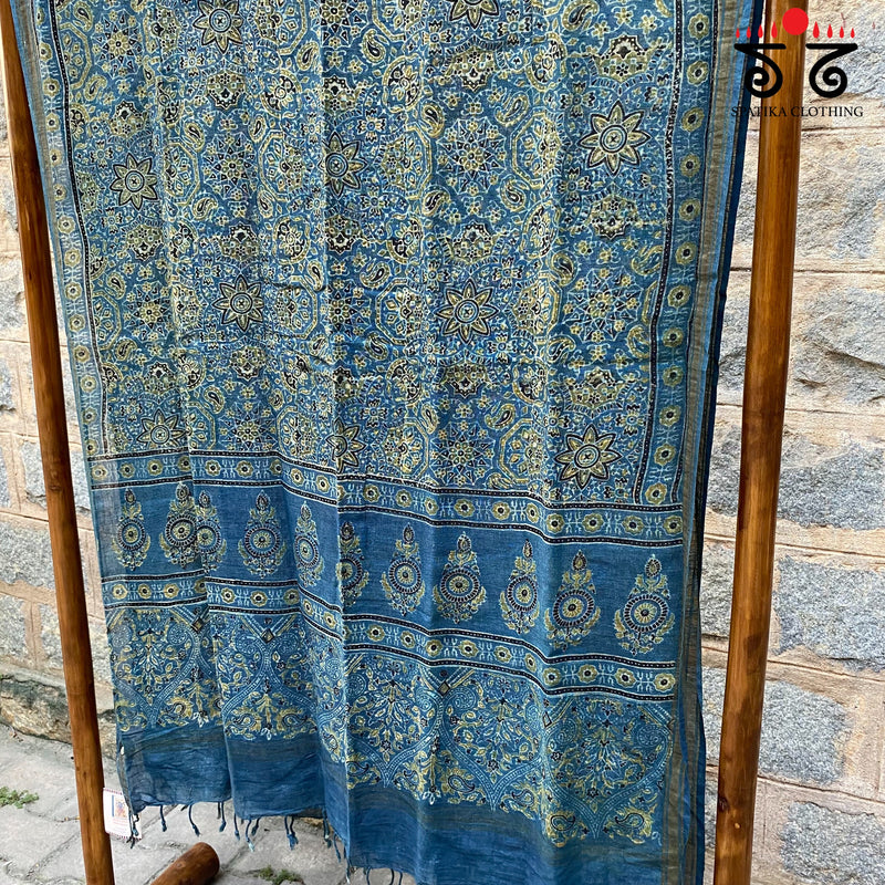 Ajrak on Linen Dupatta