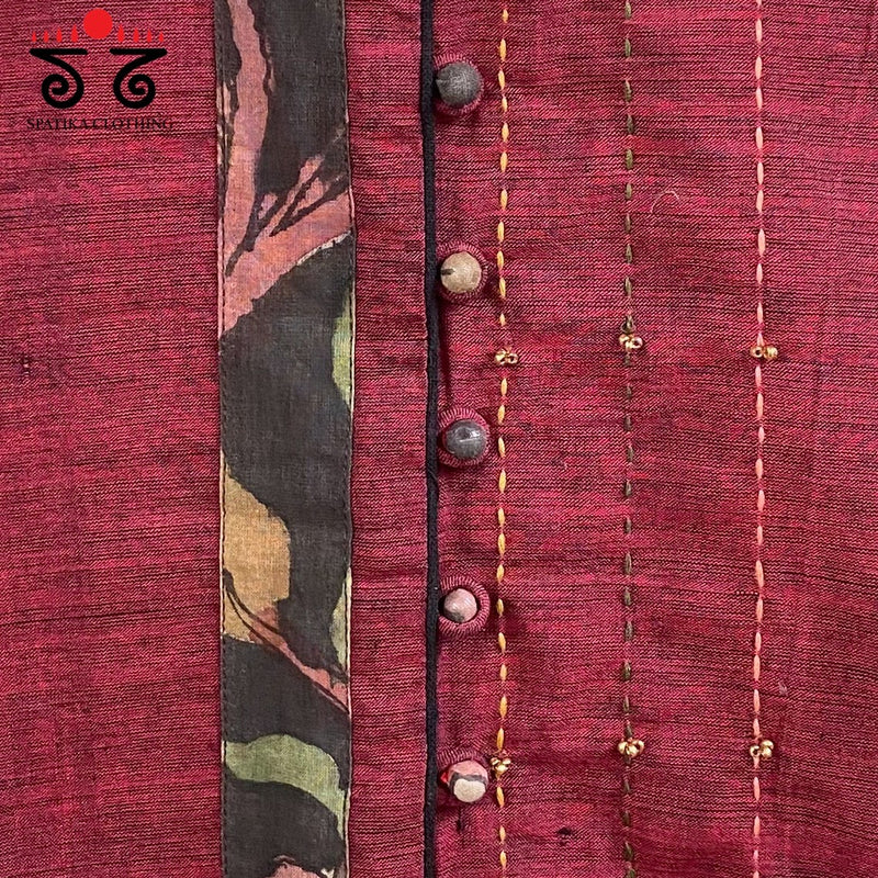Pen Kalamkari Hand - Embroidered Yoke Blouse
