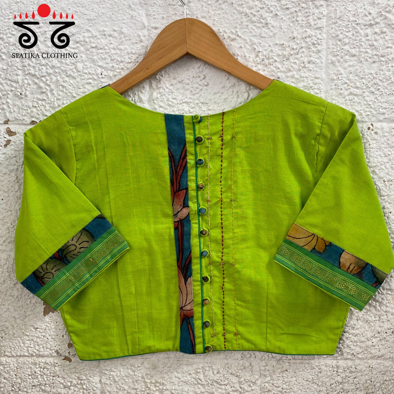 Pen Kalamkari Hand - Embroidered Yoke Blouse