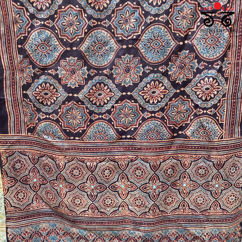 Ajrak Hand Blockprinted Tusser Silk Stole