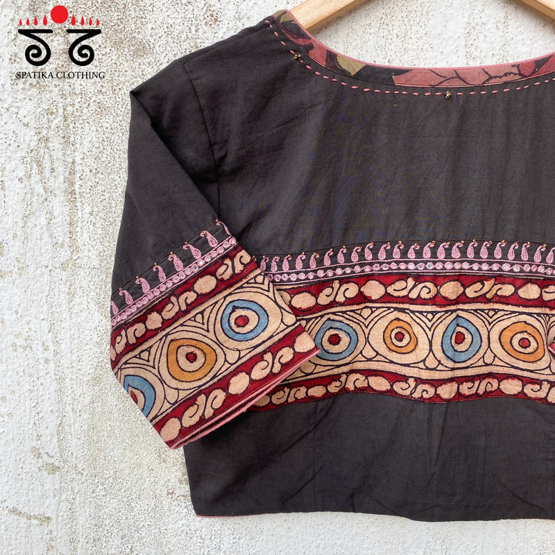 Boondh Pen Kalamkari Hand Embroidered  Blouse