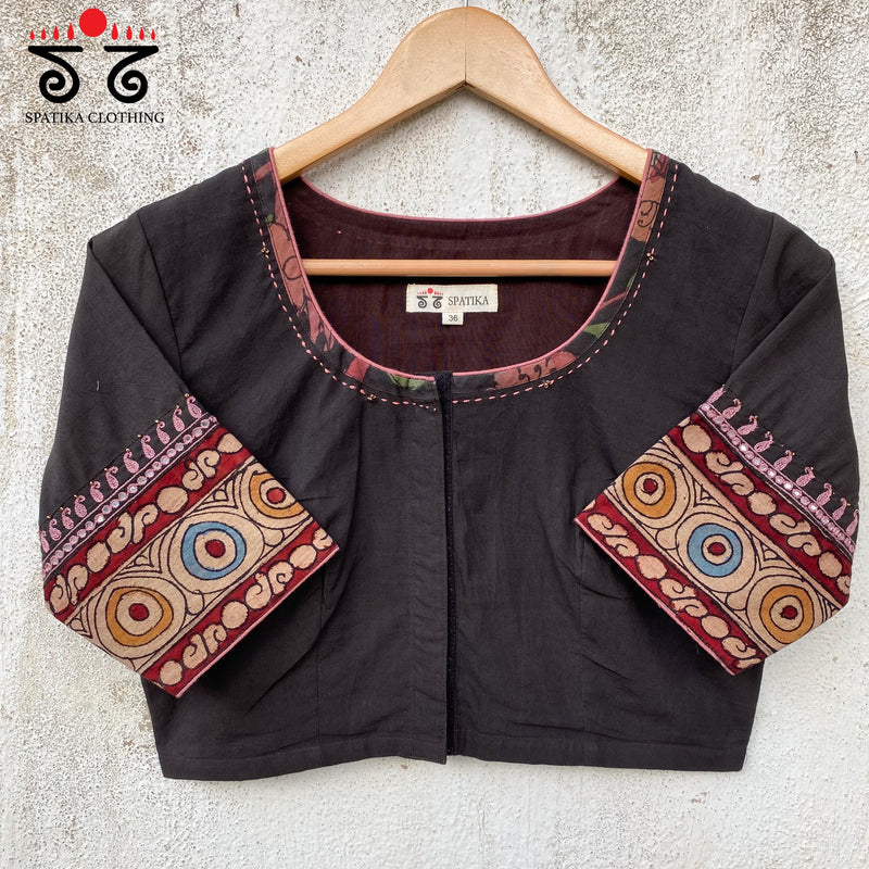 Boondh Pen Kalamkari Hand Embroidered  Blouse