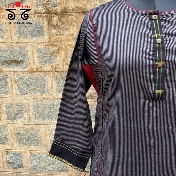 Striped Black Kurta