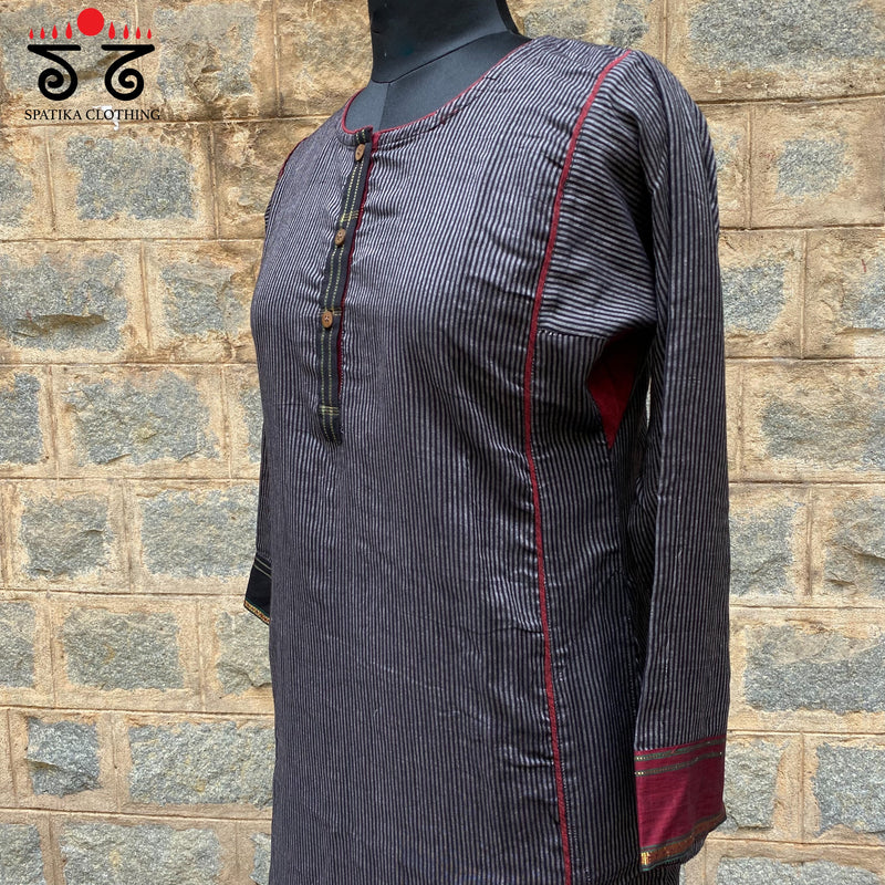 Striped Black Kurta